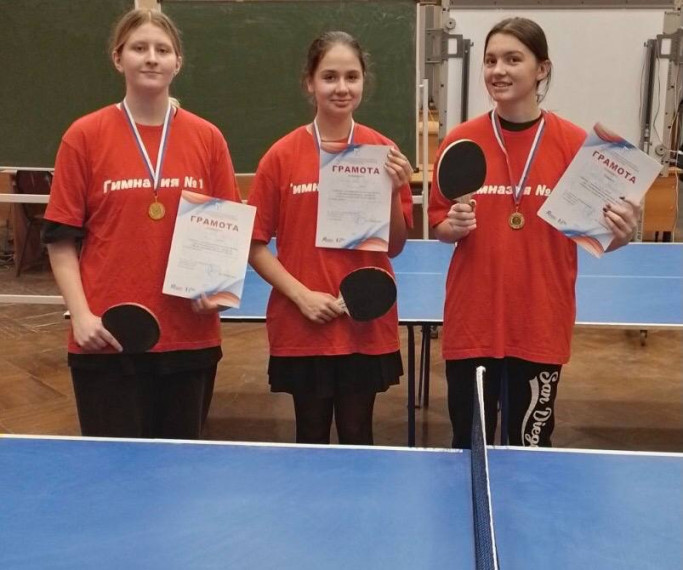 Команда гимназии стала победительницей районных соревнований по настольному теннису.